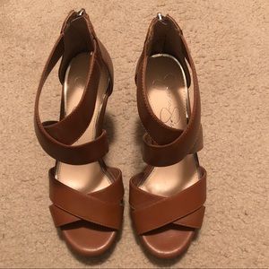 EUC Jessica Simpson Brown Wedges 6.5